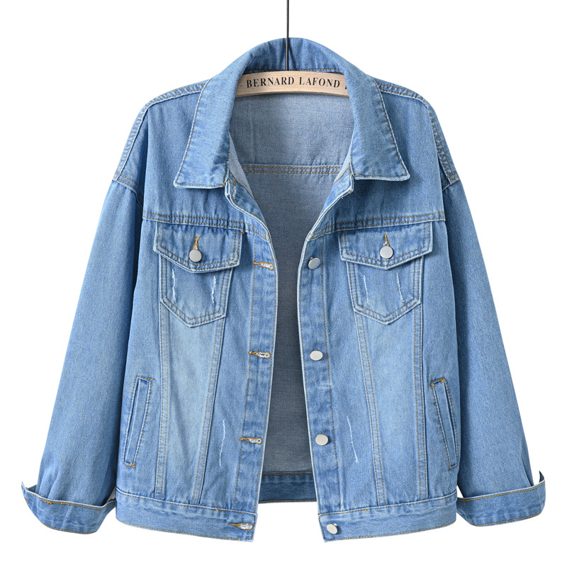Streetwear Brand Collection - Brandneue Frühjahr-Herbst-Kollektion: Einfarbige Oversize-Damen-Jeansjacke, kurz geschnitten,