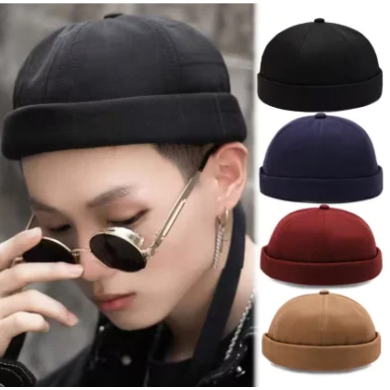 Streetwear Brand Beanie - Klassische Einfarbige Docker-Mütze Ohne Schirm Verstellbarer