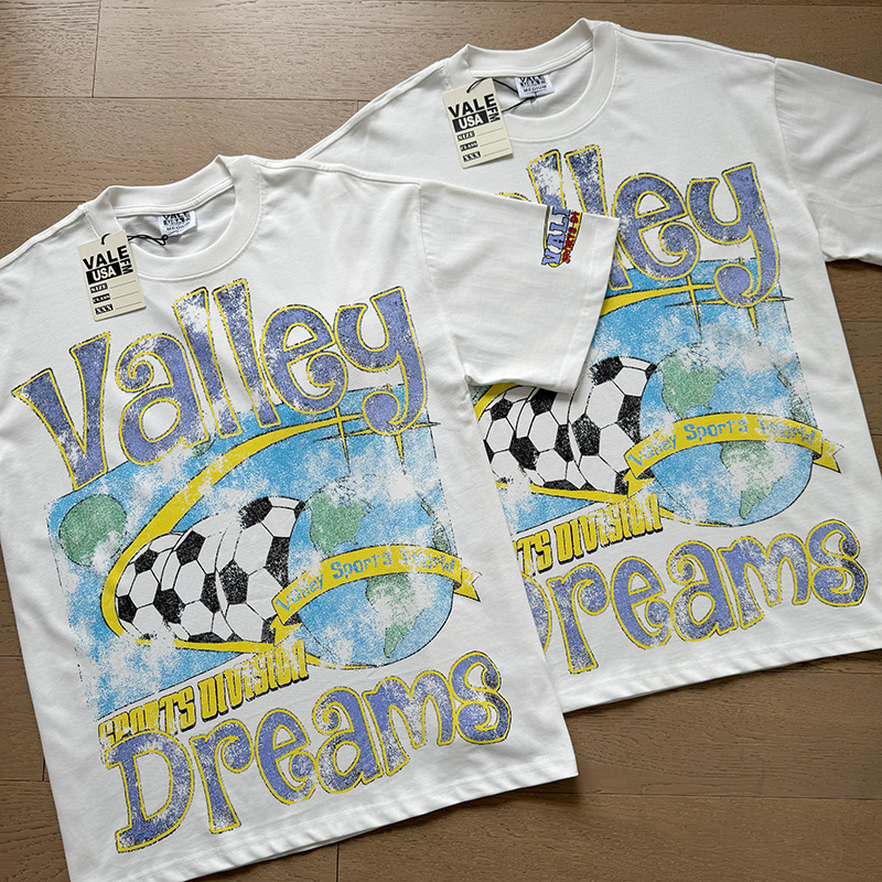 Vale Streetwear Brand - Retro American Vale Valley Marken-Fußball-Print Loose-Fit